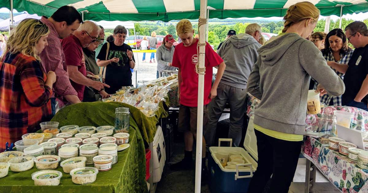 people doing cheese sampling on tour