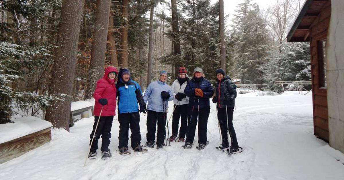 group of snowshoers together