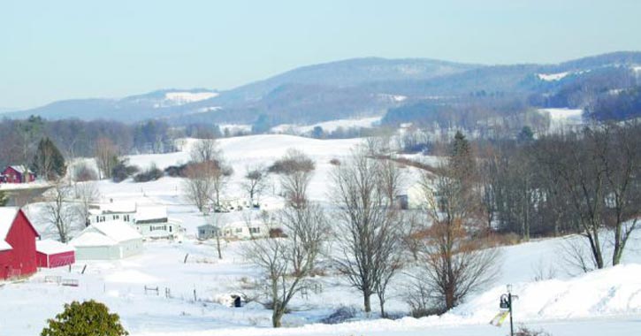 Farmlands of Washington County covered in snow