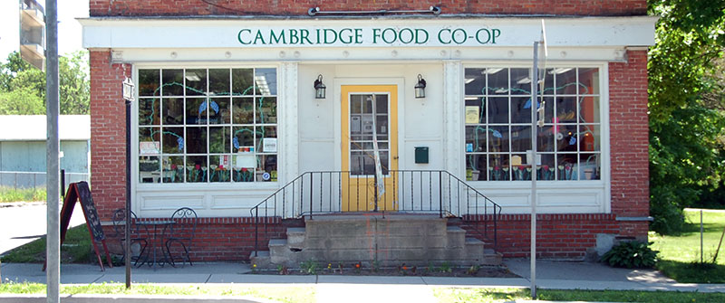 Front of the Co-op on Main Street in Cambridge