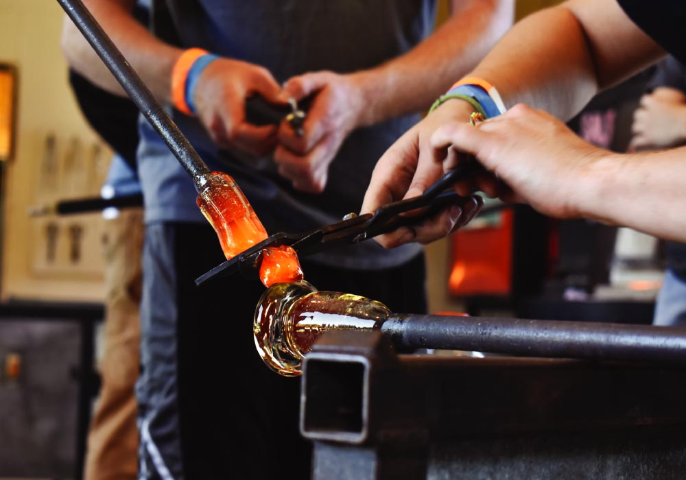 Glass blowing at open studios trail