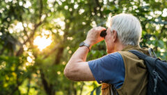 Elderly,Man,Watching,Birds,With,Binoculars