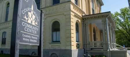 Historic Salem Courthouse Profile view of the Historic Salem Courthouse's front and signage, a prime example of adaptive reuse in Washington County