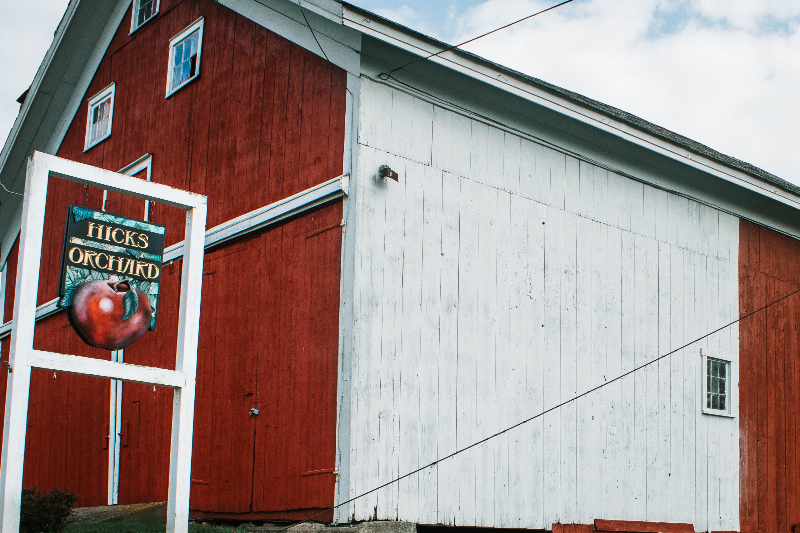 Hicks Orchard red barn and farm store in Granville New York.